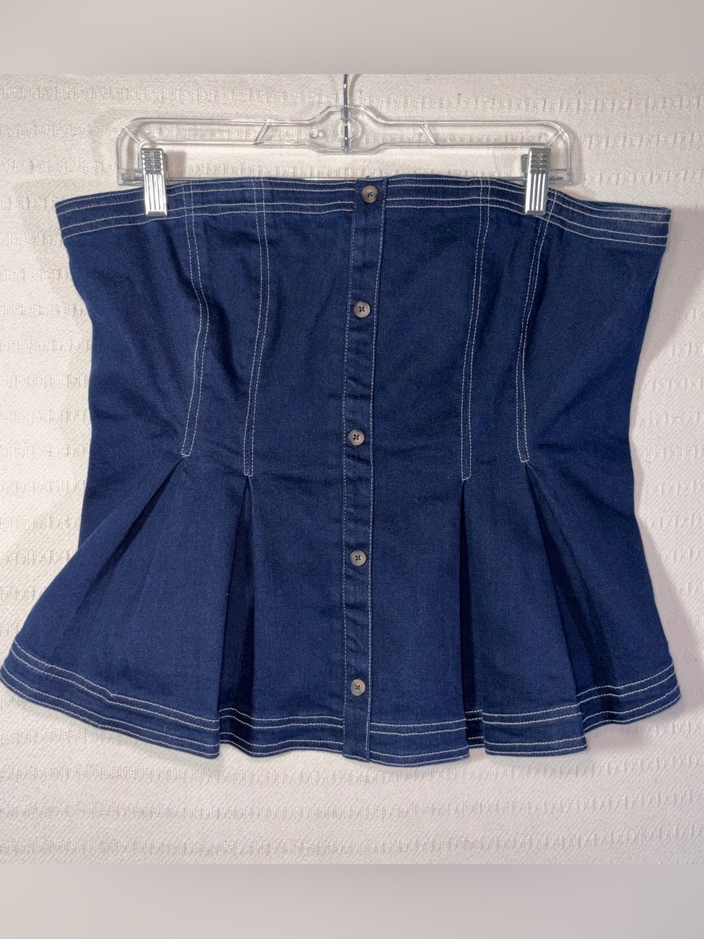Pilcro Anthropologie Women’s Strapless Denim Bustier Corset Top XL Blue Stretch